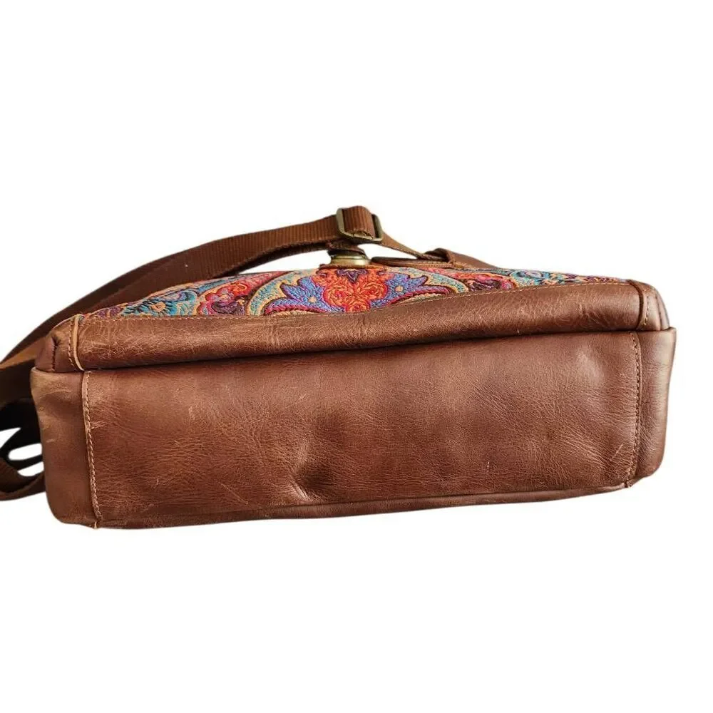 Londo Leather Messenger Bag Laptop Unisex Travel Paisley Preppy